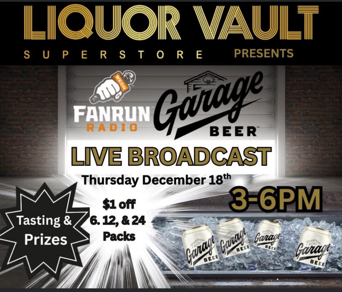 We are LIVE this afternoon 3-6 in Fountain City! Presented by <a href="/drinkgaragebeer/">Garage Beer</a> Swing by and get stocked up for the holidays!