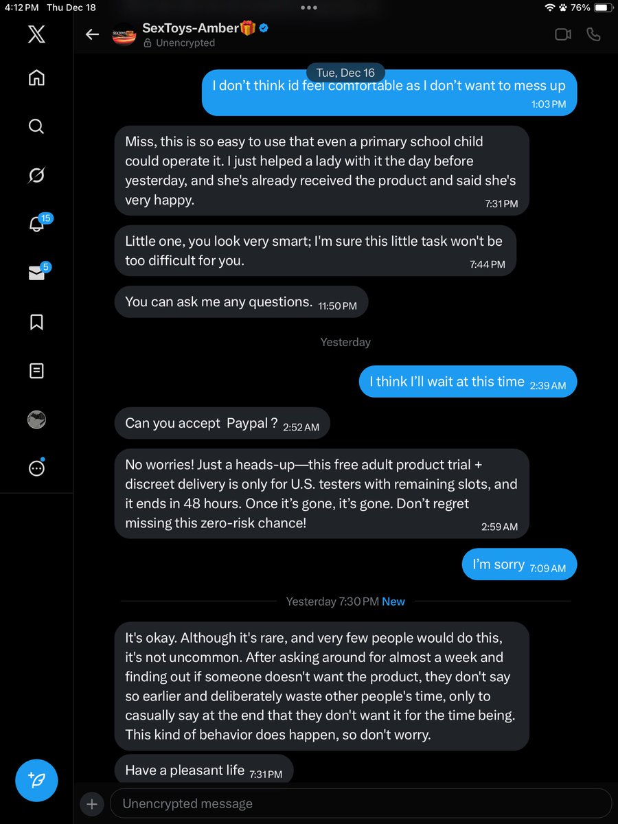 lildemon6966's tweet photo. I’ve had my handful of unprofessional sellers but this was a whole new level! I thought I was very kind and with the holidays I would be unable to actually give it my full attention/time. So I politely declined only to be met with this😂I don’t support this behavior! https://t.co/HcZ5AsNXu8