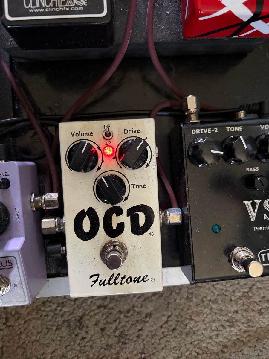 LetGoMoses's tweet photo. Here are the settings for the Fulltone OCD pedal on my larger board. Still using the Les Paul Custom and Fender Deluxe (with settings from three pics ago). https://t.co/bMjjo3LjnW