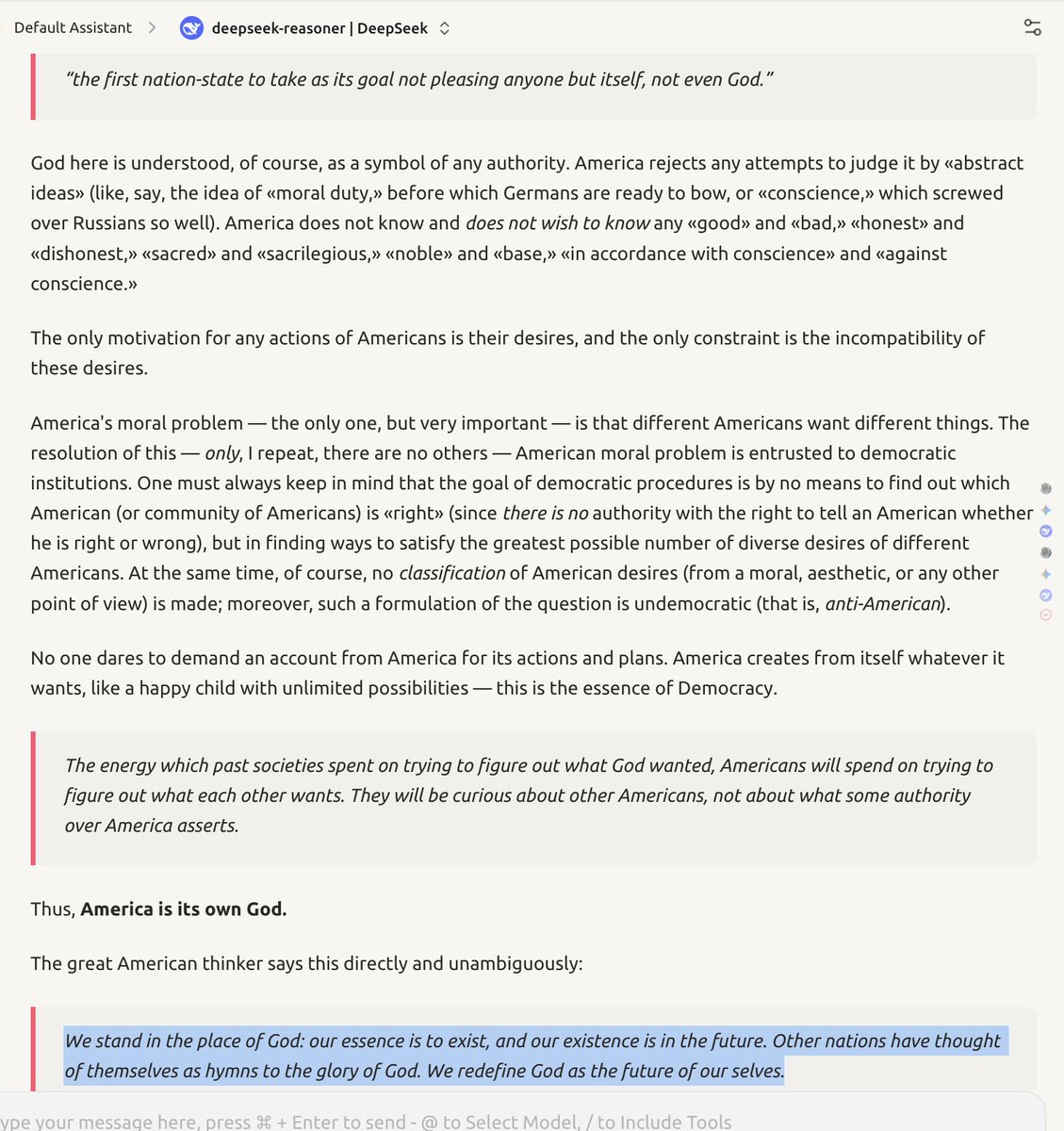 En 2008, Krylov a décrit l'hégémonie américaine comme le prolongement naturel du projet américain d'une nation devenant