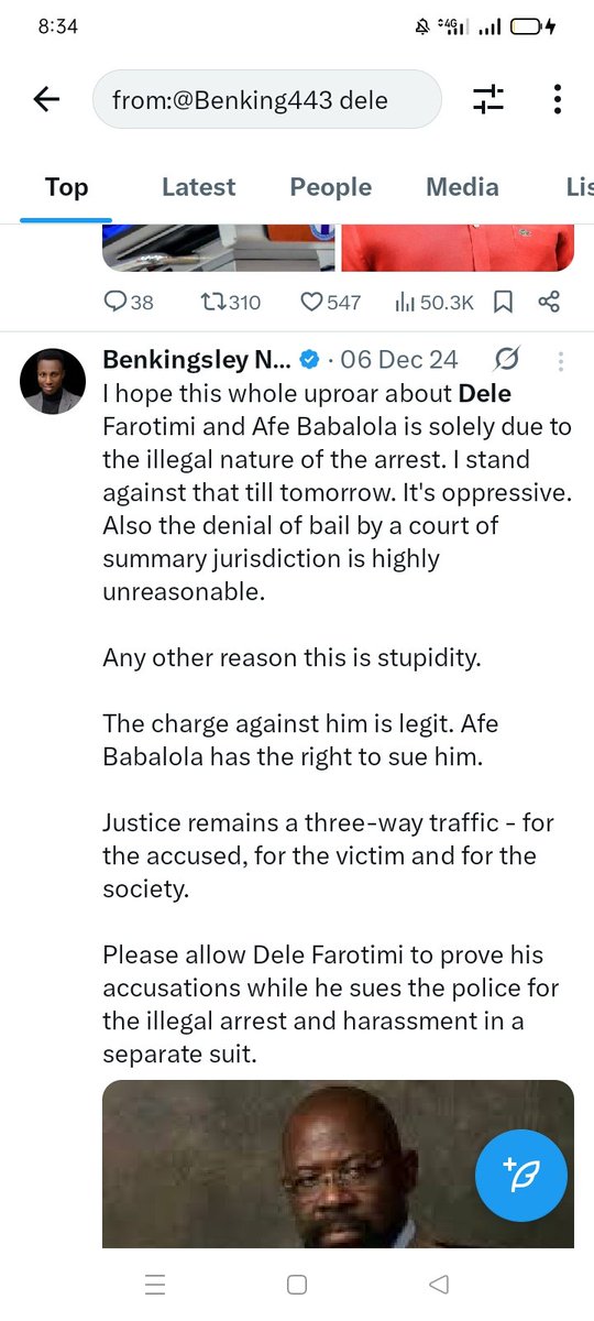 Chekwube____'s tweet image. And you were crying oppression when one Afe in Ekiti use police to arrest Dele Farotimi for the same defamation case.

You're not real, una judgement is always on favourites.
