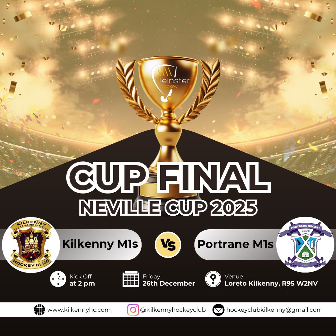 🏆🏑 For the first time in almost a decade, Kilkenny Hockey Club’s Men’s 1s will be togging out for a St. Stephen’s Day Leinster Hockey Cup final

Grab your family, friends and teammates and bring your club spirit to cheer the team on in what’s sure to be an exciting event 🏑🏆