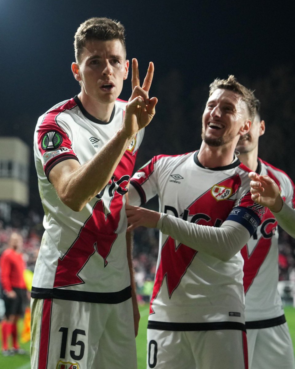 Conf_League's tweet photo. Gerard Gumbau doubles Rayo Vallecano’s lead ✌️

#UECL https://t.co/zCQIVE47wP