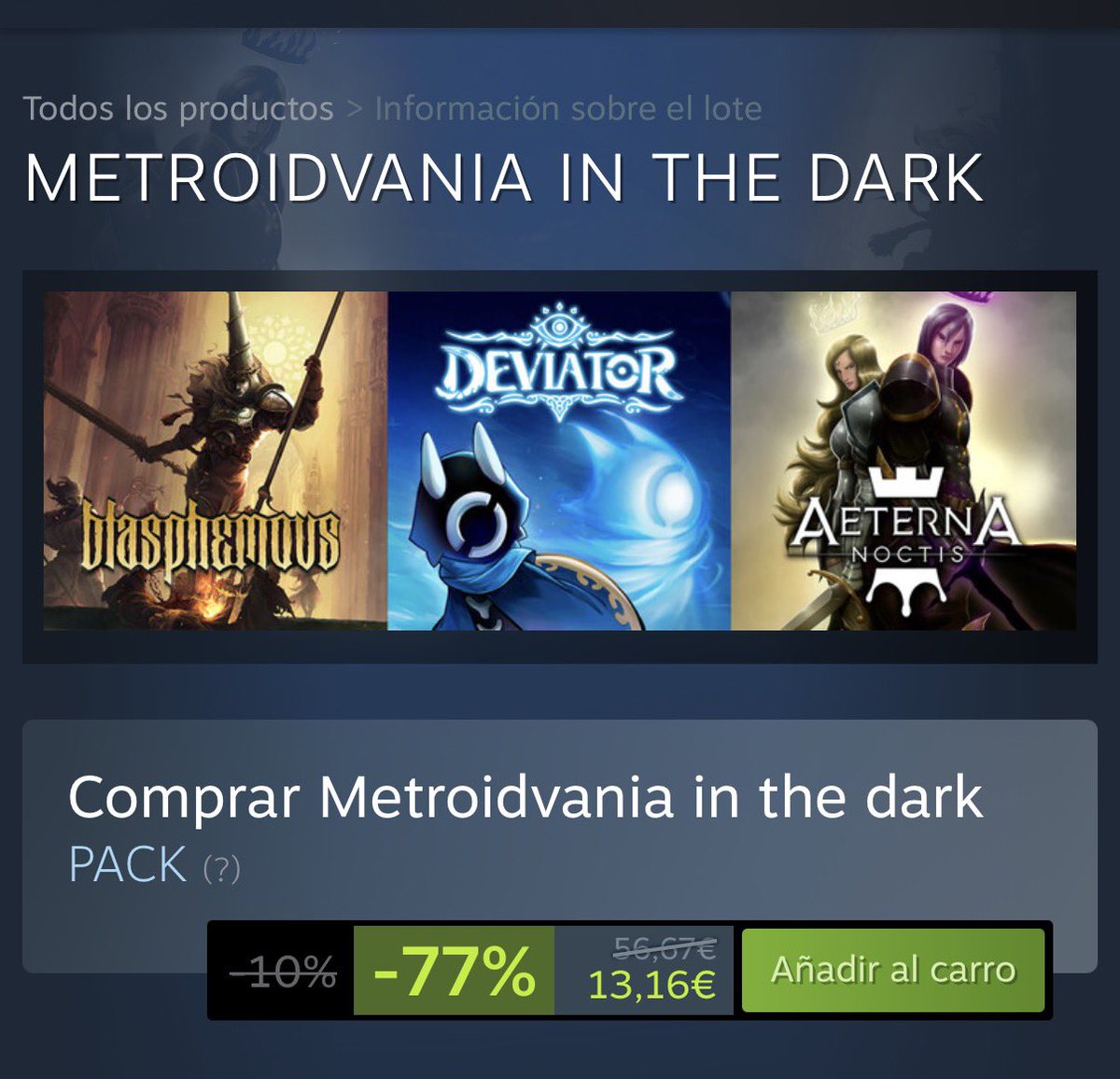 aeternathegame's tweet image. 🫵 #metroidvania in The dark. #bundle
#blasphemous #deviator #AeternaNoctis 13,16$ 🎁🎁🎁
#SteamWinterSale 
store.steampowered.com/bundle/45880/M…