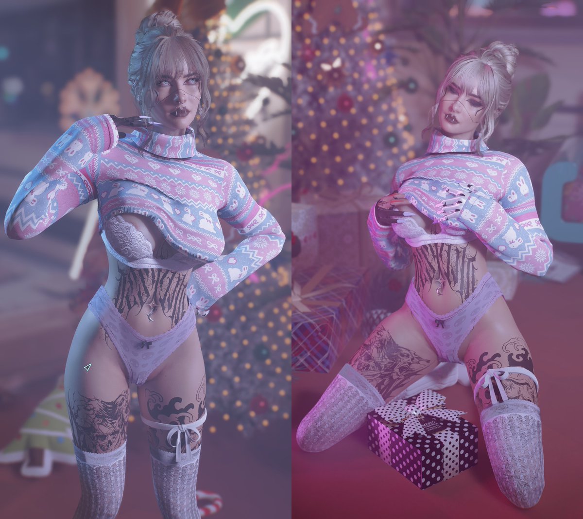I post once in a blue moon, but Happy Holidays! 🎄

Outfit by <a href="/ComfyPeachu/">𝐏𝐄𝐀𝐂𝐇𝐔 🍑</a> 

#Cyberpunk2077PhotoMode #Cyberpunk2077 #VirtualPhotography