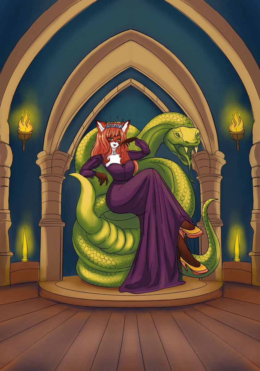 Creative_Art111's tweet photo. Just finished a YCH for my client. Queen on a serpent throne, thanks for commissioning me ❤️

#digitalart #conceptart #commissionart #Commission #castle #furry #illustration https://t.co/0biPqWJeHh