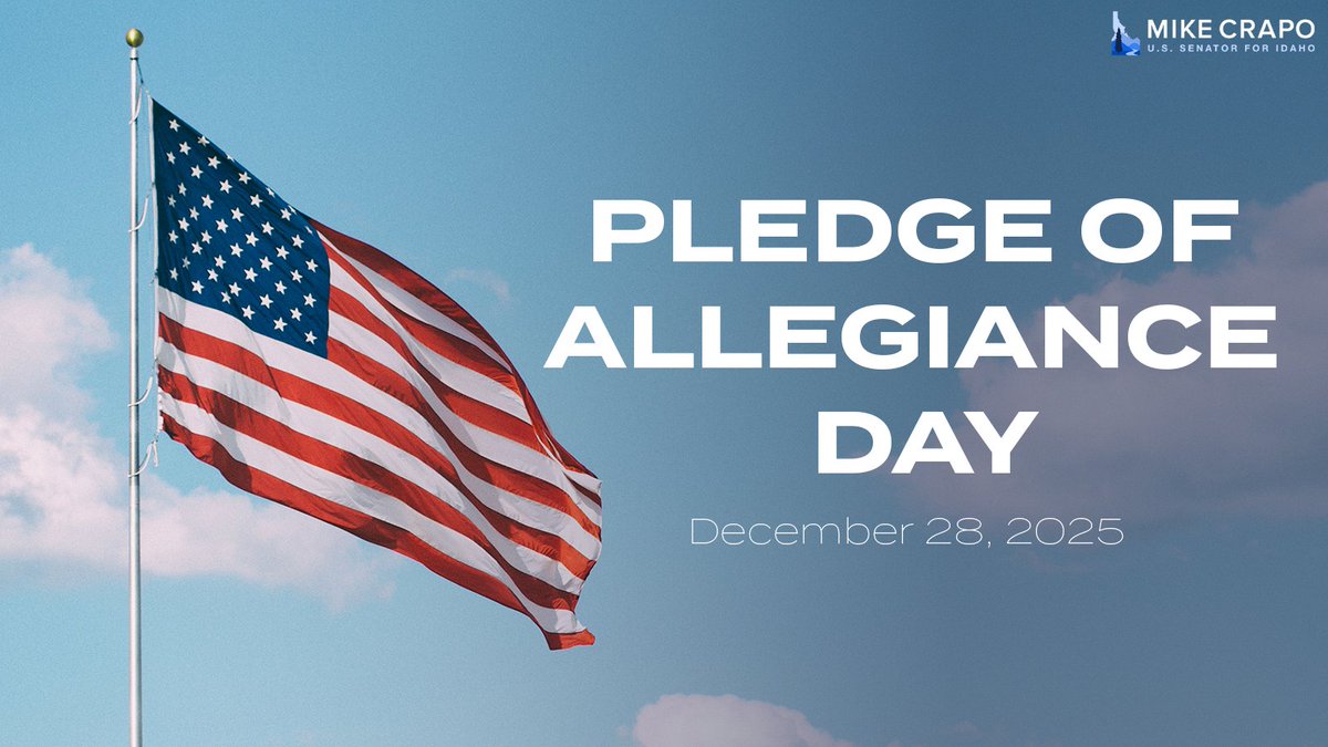 MikeCrapo's tweet photo. The Pledge of Allegiance reminds us of the freedoms the American flag represents and ideals this country was built upon. Today we celebrate that promise we make to our Republic. https://t.co/bfIuS2bzN8