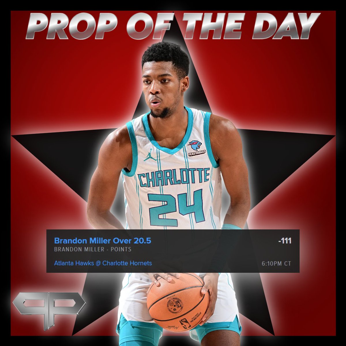 PropHuntersLLC's tweet photo. Prop of the Day!
#GamblingX #NBA #Hornets #Propoftheday https://t.co/zevVscKhL8