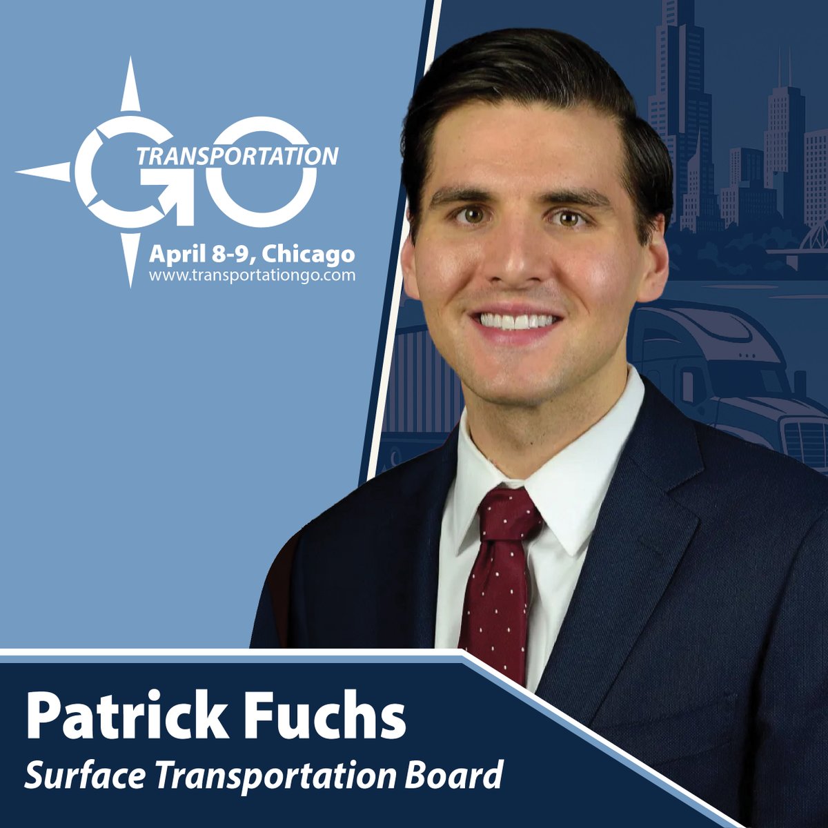 Patrick Fuchs, Chairman of the Surface Transportation Board, is confirmed to speak at Transportation Go! to address STB and freight rail priorities. Plan to join us April 8-9 in Chicago and register by Dec. 31 for a free gift: transportationgo.com/register-now/