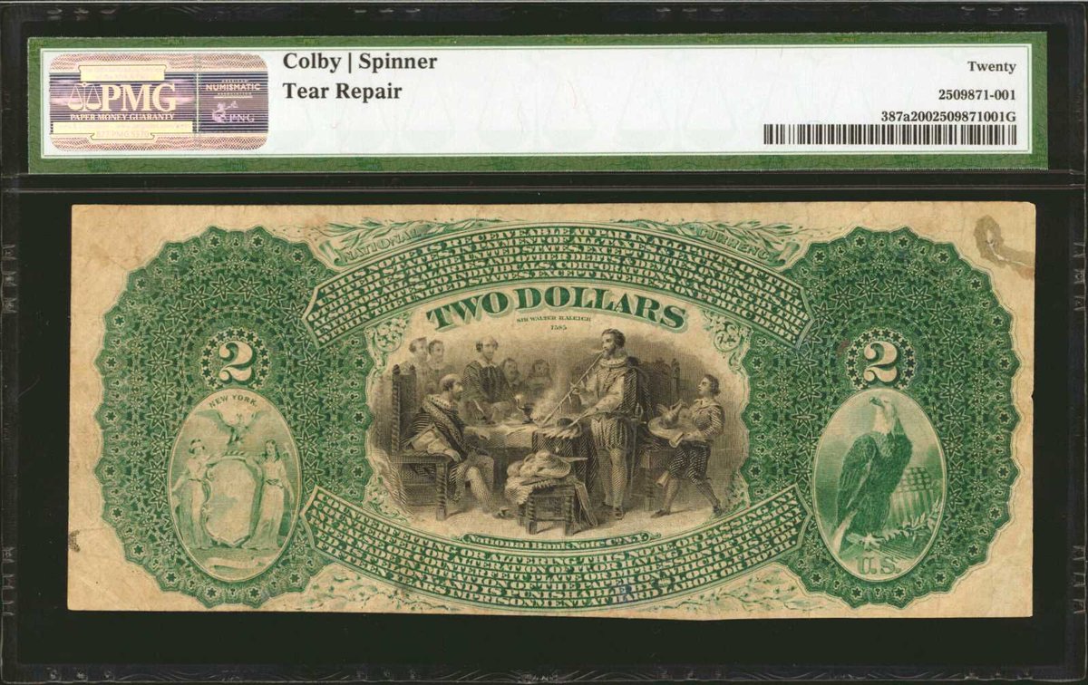 SPMC_1961's tweet photo. Society of Paper Money Collectors Presents the Note of the Day!
$2 Original Series The Saint Nicholas National Bank of New York, New York Ch#972
Fr. 387a
Photos Courtesy of Stack’s Bowers Galleries
#Noteoftheday #Societyofpapermoney #History #Christmas #christmas2025 #Holidays https://t.co/D5VLCEYL9v