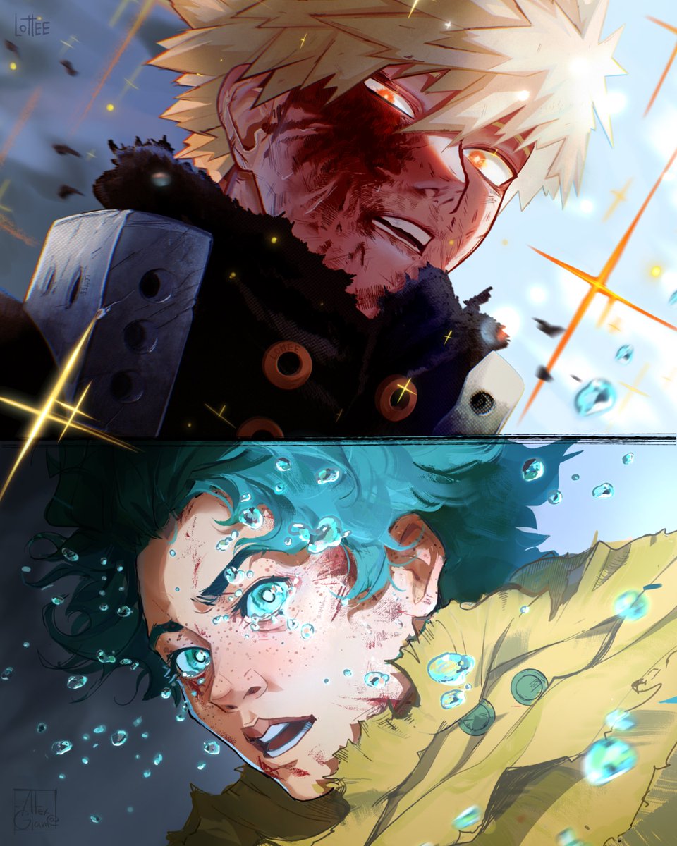 Me and my dear friend <a href="/a_lottee/">Lottee</a>  did an art collab and recreated this incredible moment together❇️✴️ 
We just wanted to express our love for this show, on the occasion of its finale.
But this is not the end, just the beginning ;)
(Izuku by me)
#mha #bkdk #ヒロアカ