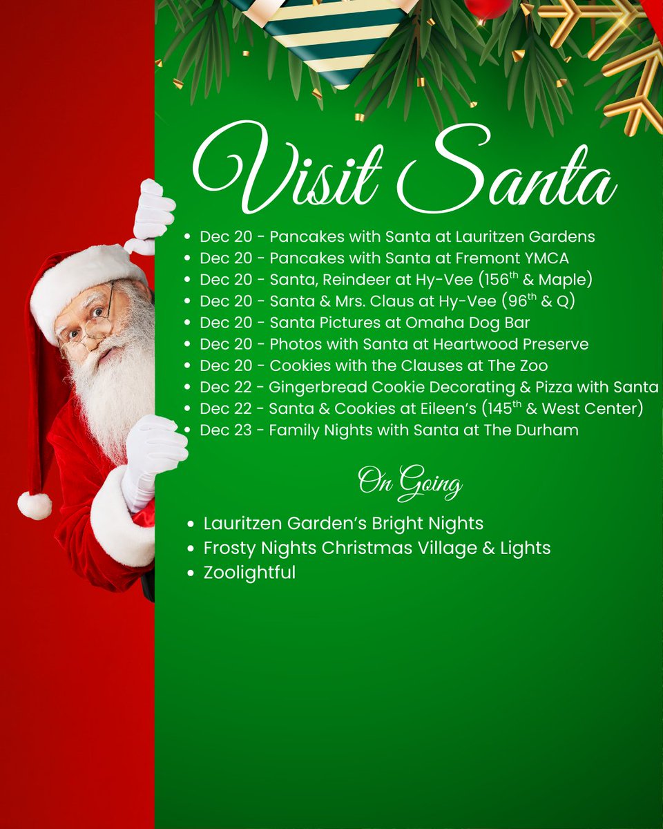 🎄✨ The countdown to Christmas is ON, and this week is full of festive fun!  From holiday concerts, markets, movies, and family events to last-chance Santa visits, Omaha is buzzing with Christmas cheer as the big day gets closer. 🎅🎶❄️