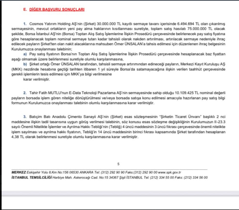 Bültende beklediğim en önemli haber #Bsoke ve #Btcım ayrışması
#Btcım 4 stopla deneyebilirim 🤫

#arfbio halka arzı onaylandı
#ekos bedelsiz
#dcttr bedelsiz
#altny bedelsiz
#cosmo tahsisli
#brmen bedelli
#btcim #bsoeke