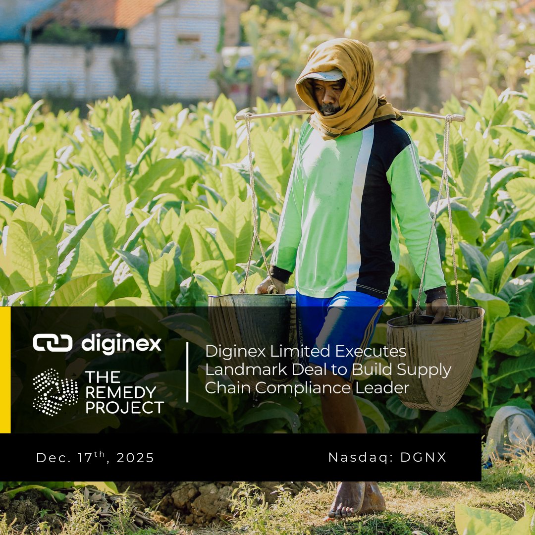 $DGNX has executed a landmark deal to build a supply chain compliance leader!

Read more in today's press release about how acquiring The Remedy Project enhances diginexAPPRISE, Diginex's multilingual, worker-led application that collects standardized, actionable data directly