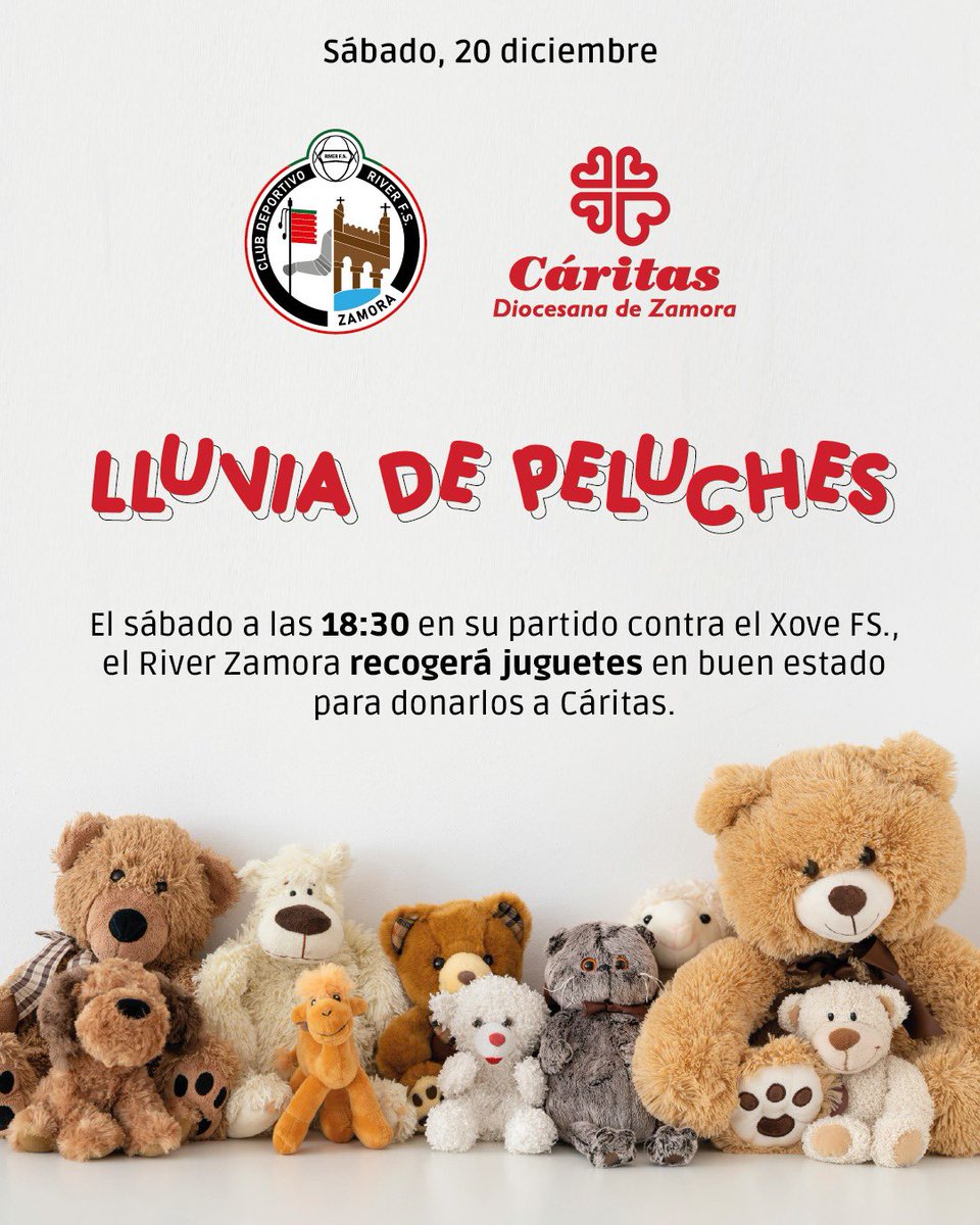 𝐒𝐄𝐆𝐔𝐍𝐃𝐀 𝐃𝐈𝐕𝐈𝐒𝐈𝐎𝐍 𝐁 🔥

➕

🧸 Recogida de peluches y juguetes 🧸 

🖤🤍

#VamosRiver #RiverZamora #SegundaDivisiónB