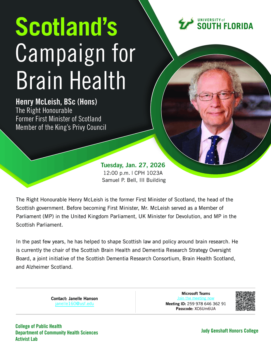 We’re honored to welcome Henry McLeish, former First Minister of Scotland, for a discussion on brain health, dementia research, and public policy. 
Learn how Scotland is shaping national strategies for brain health and what it means for global public health. Jan 27, 2026 | 12 PM