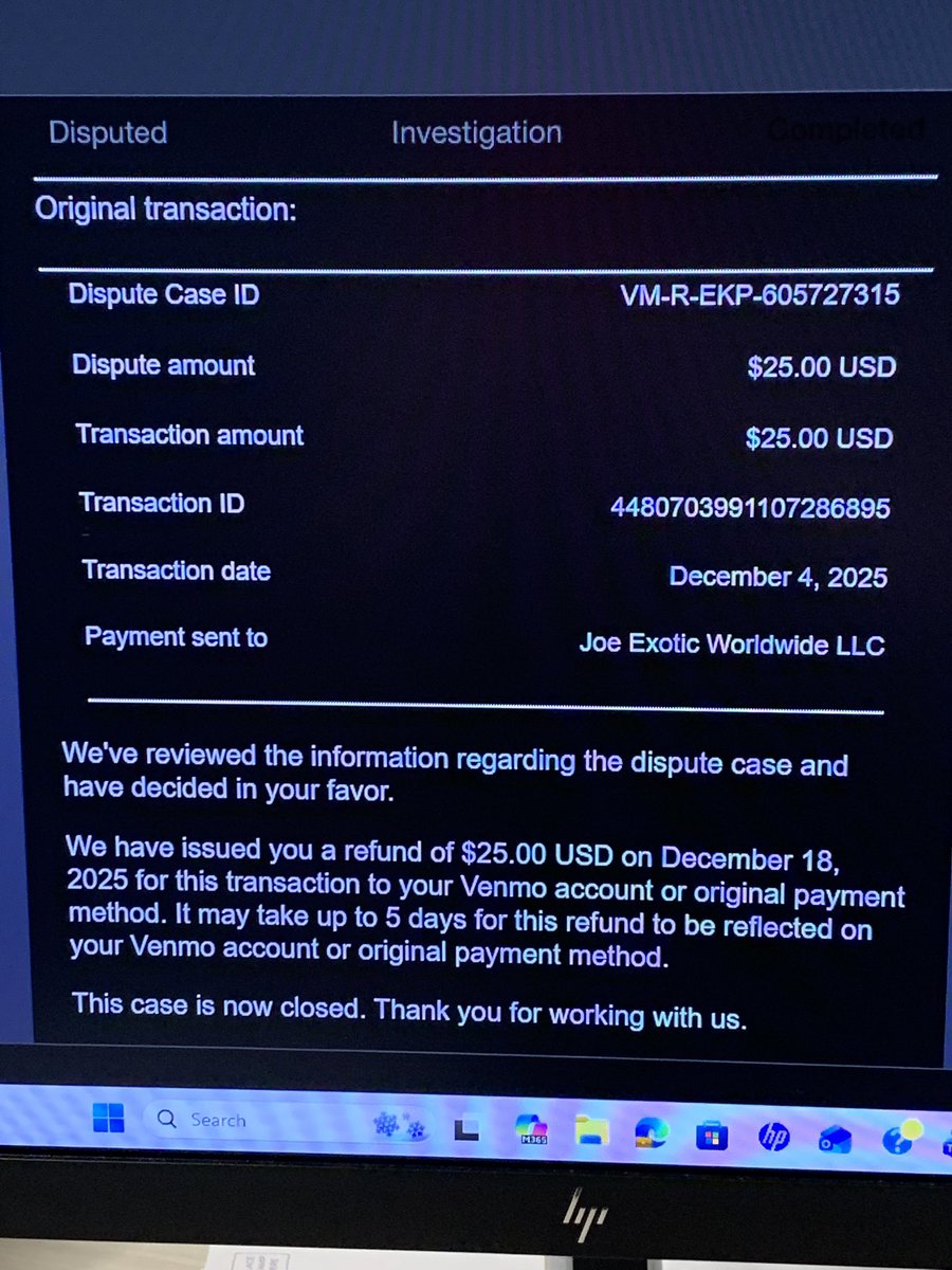 Got my money back for the Joe Exotic phone call that never