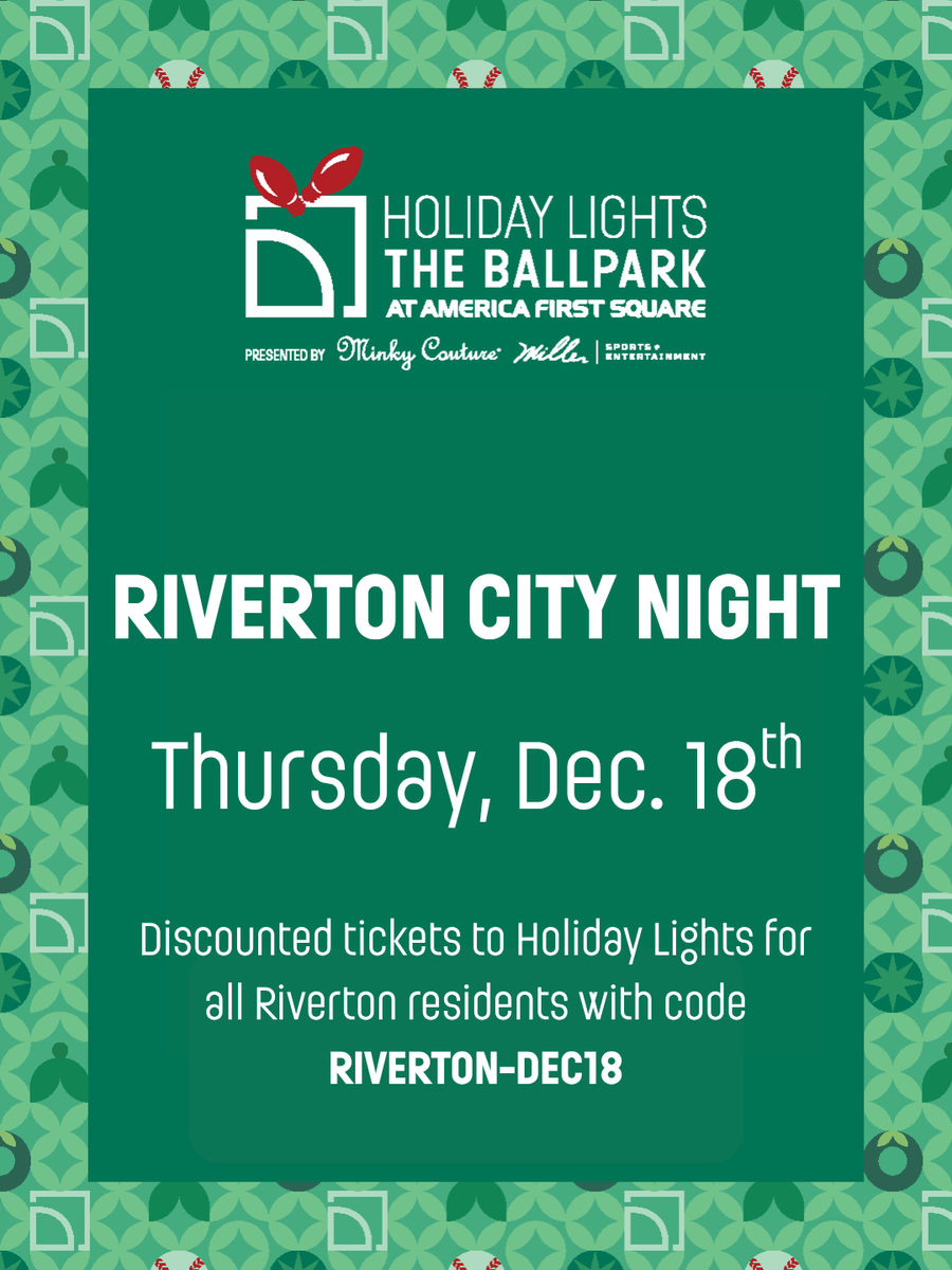✨ Enjoy Holiday Lights at the Ballpark tonight with discounted tickets using promo code RIVERTON-DEC18! 🎄

Secure yours today at shorturl.at/AuHjE.