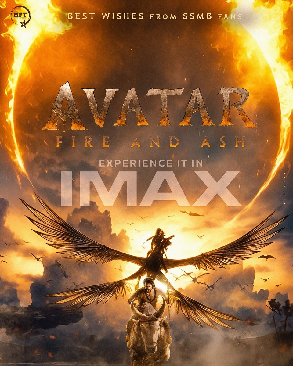 MaheshFanTrends's tweet photo. The cinema that revolutionised grand vision and spectacle takes a new form from tomorrow. Set to burn the global box-office with fire and turn old records to ash 🔥

Best wishes to @JimCameron and team #AvatarFireAndAsh from Superstar @urstrulyMahesh fans 🤗 https://t.co/RakdlnXNv5