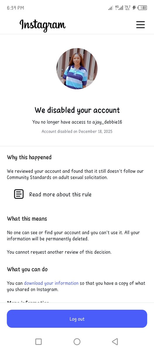alex_starr2's tweet photo. @instagram Ive had this account since 2017 and I haven't gone against any community guidelines so I don't understand why my account would be permanently banned. Exactly what did I do? By reposting on my status or by sending my friends messages?? Pls restore this account o https://t.co/bbpHCIeIP0