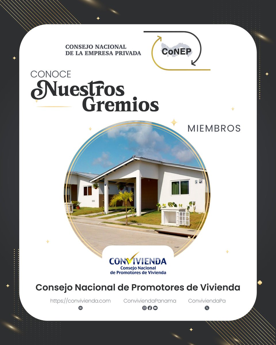 Conoce al Consejo Nacional de Promotores de Vivienda <a href="/ConviviendaPA/">CONVIVIENDA Panamá</a>, gremio miembro del Consejo Nacional de la Empresa Privada (CoNEP). 🤝🏼

#CONVIVIENDA representa al sector promotor de vivienda en Panamá, agrupando a empresas constructoras y desarrolladoras inmobiliarias. 🏠📊