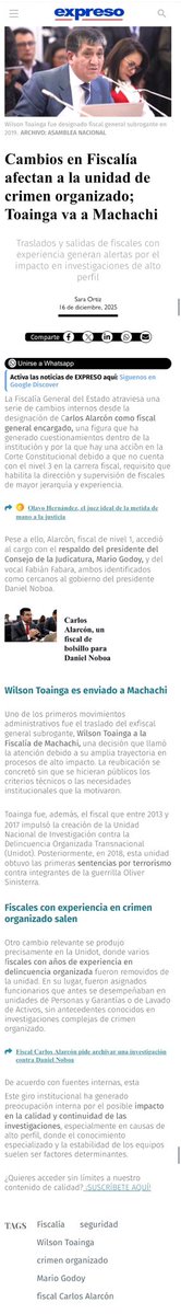 #ATENCIÓN
Lean y unan las piezas:

Mientras desde el <a href="/CJudicaturaEc/">Consejo de la Judicatura</a> presionan a jueces para liberar a capos del narcotráfico, en la <a href="/FiscaliaEcuador/">Fiscalía Ecuador</a> desmantelan la UNIDOT (Unidad especializada contra la Delincuencia Organizada Transnacional) y la Unidad antilavado de activos.