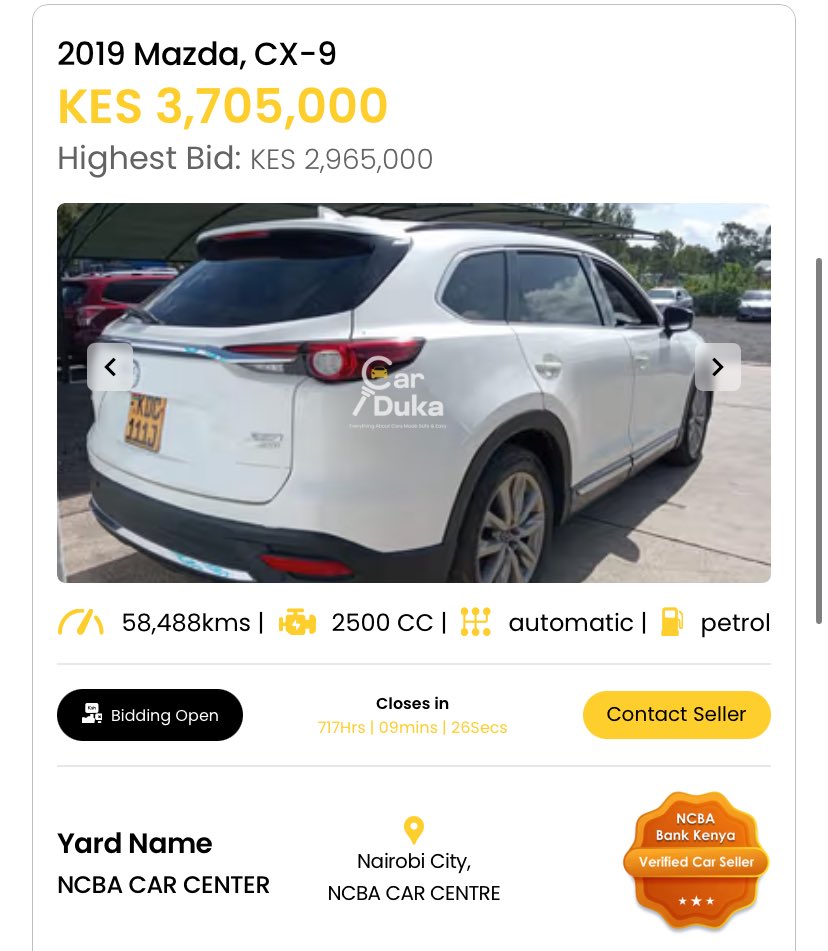 alexmwanzo's tweet photo. popped by @CarDukaKE to look for a deal and look at what i found
looks like a proper deal
if am not wrong that's a local cx9 kama ya my pal @Kalasinga_
#SwipeclickDrive https://t.co/BOUzPdg26y