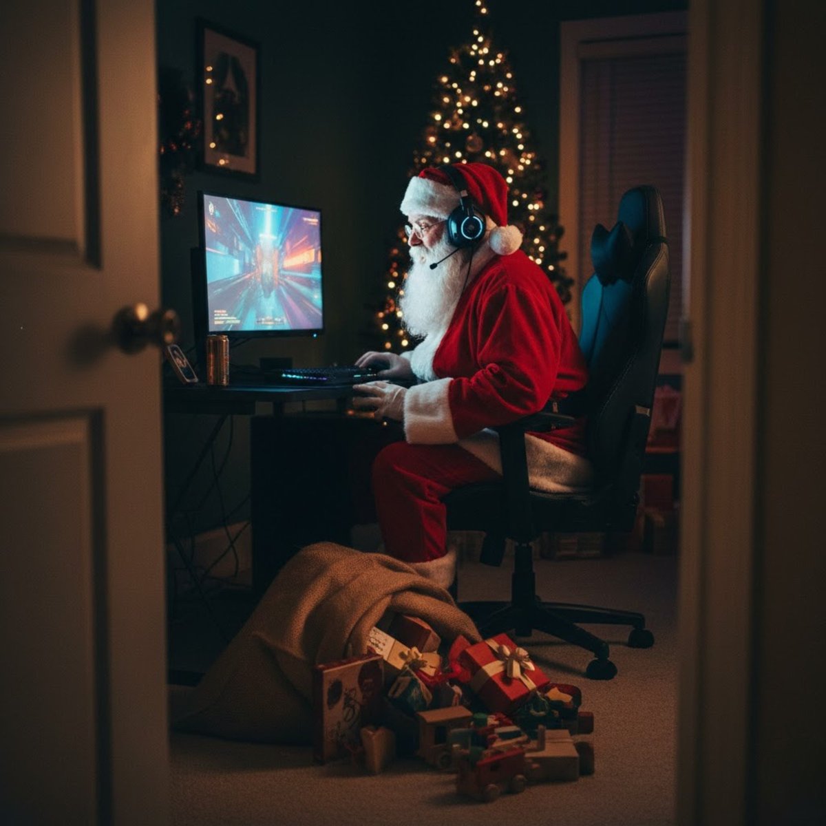Newegg's tweet image. Even Santa needs a break sometimes.