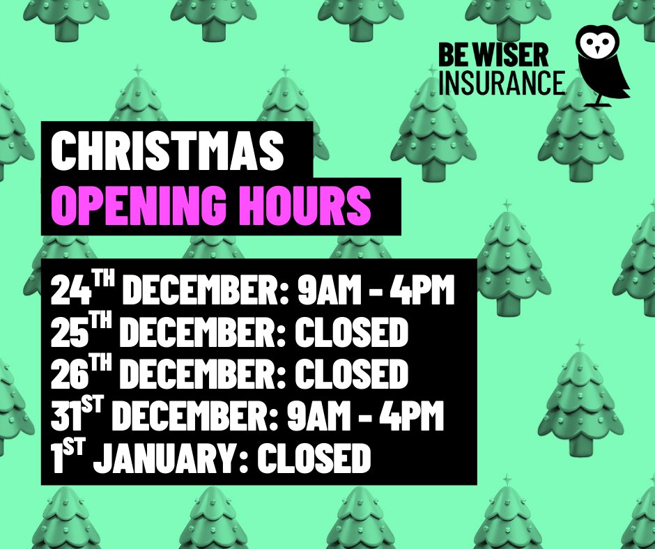 Happy Holidays! Please be aware of our opening hours should you need to contact us during the festive period.