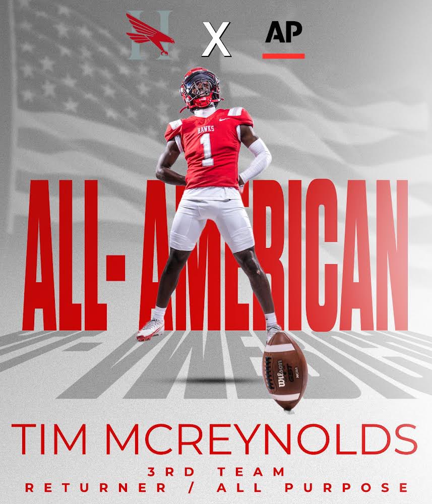 HawksFootball's tweet photo. 🇺🇸 All-American 🇺🇸

Congratulations to Tim McReynolds on being named an AP 3rd Team All-American! #WHOOP https://t.co/ewXTlSrJP9