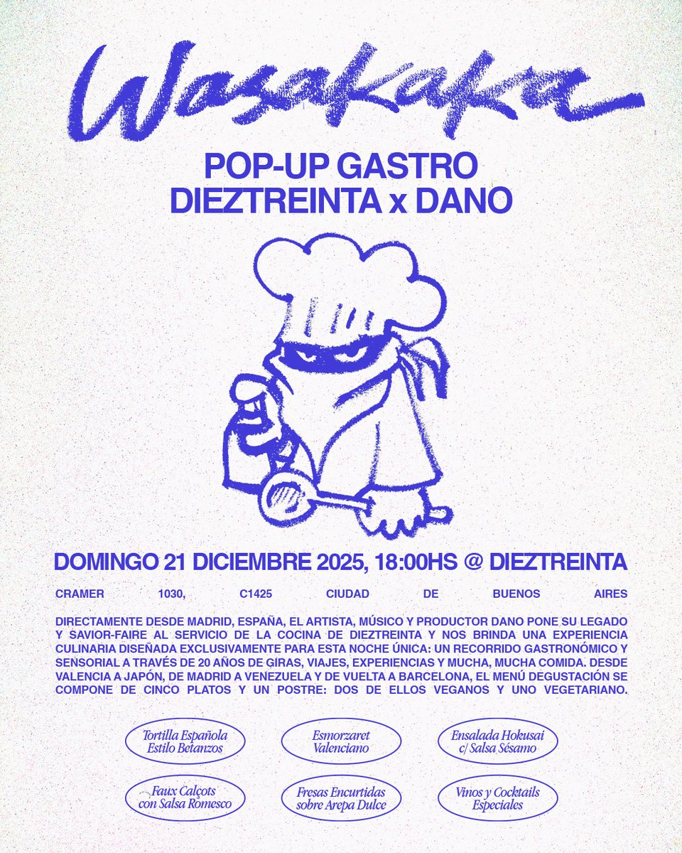 Este domingo estaré acá cocinando, las reservas para sentarse se agotaron 🥹 pero hay espacio para comer de dorapa, el lugar tiene un deck afuera para estar comiendo, fumando con tu drink o charlando y va a haber música en vinilo!!!