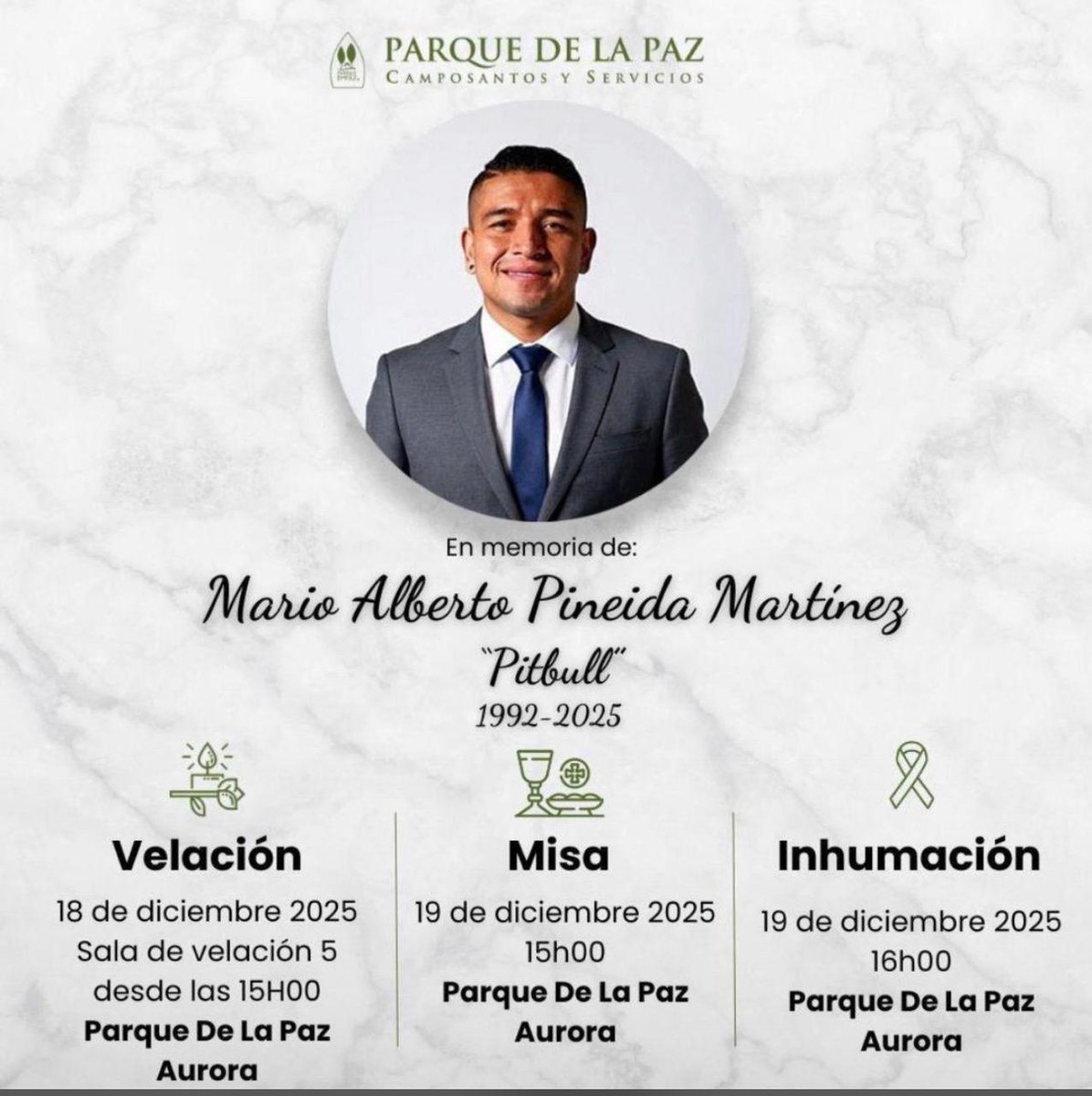 Mi nota de pesar a toda su FLIA