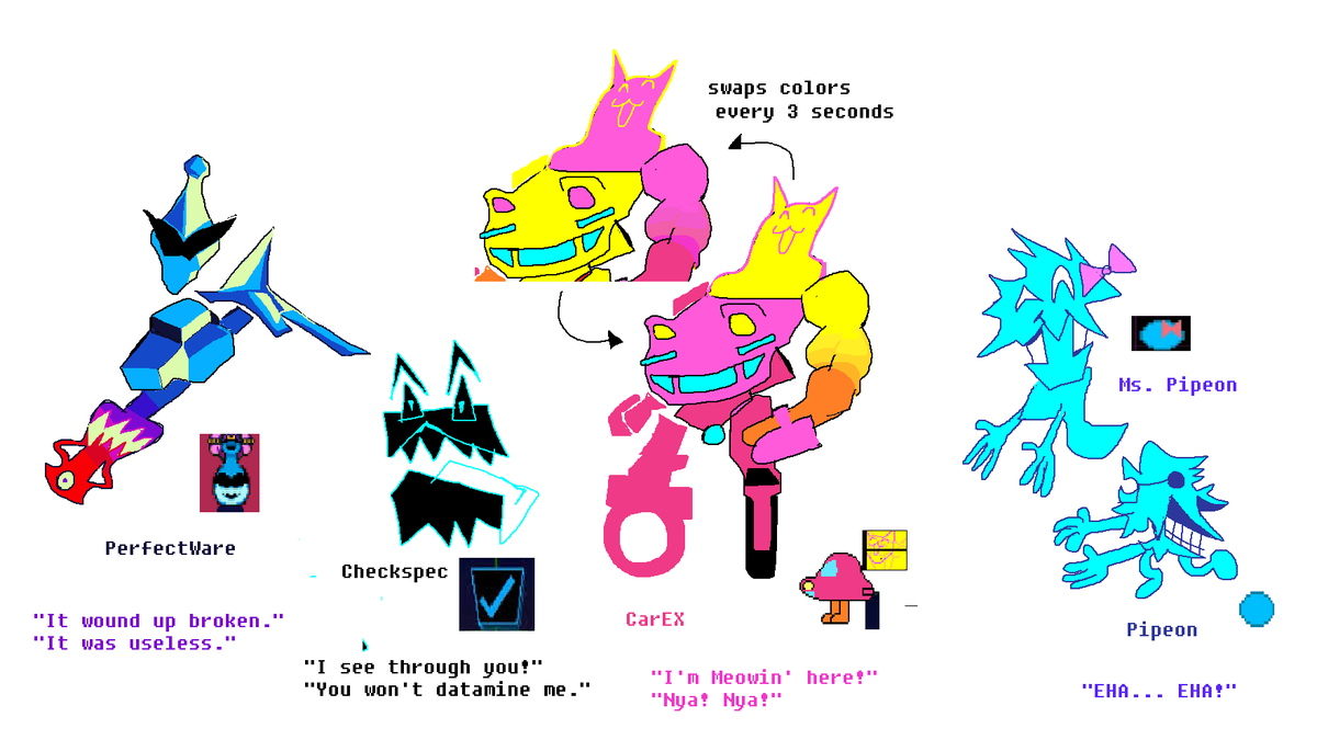 Creative_Name65's tweet photo. heres some more chapter 2 second sanctuary enemies i drew
#DELTARUNE https://t.co/Wm7YIbso3u