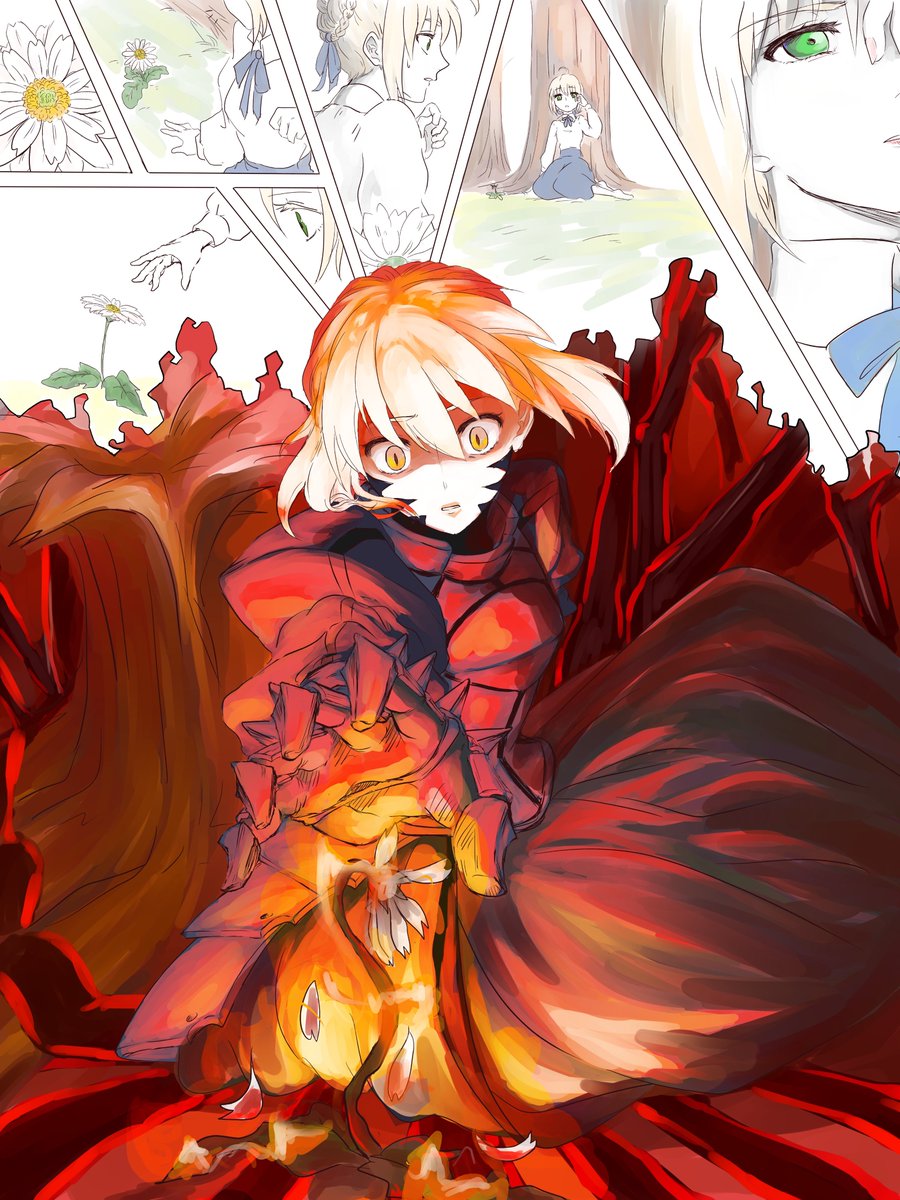 This is among BEST art explaining Saber Alter. She's OG Alter yet different from others

Saber Alter is Artoria's negative emotions surfacing with  power of All the World's Evil. Not different person. To Artoria it all feels like a Dream, or a Nightmare. Like touching this Flower