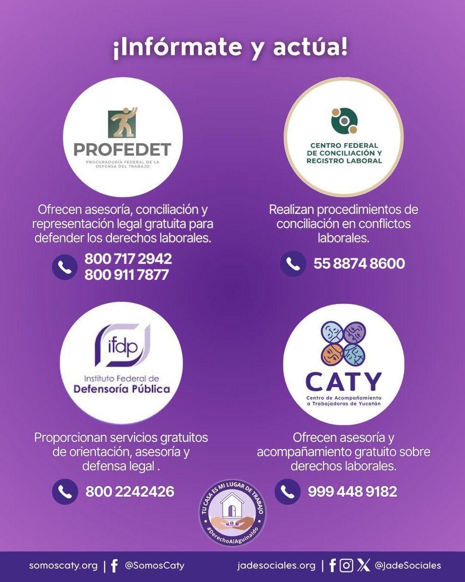 ¿No te pagaron tu aguinaldo? 💰
Conoce las instancias a las que puedes acudir si no recibiste este derecho laboral.

#DerechoAlAguinaldo #DerechosLaborales #TrabajadorasDelHogar #THR #SomosCATY #JadeSociales