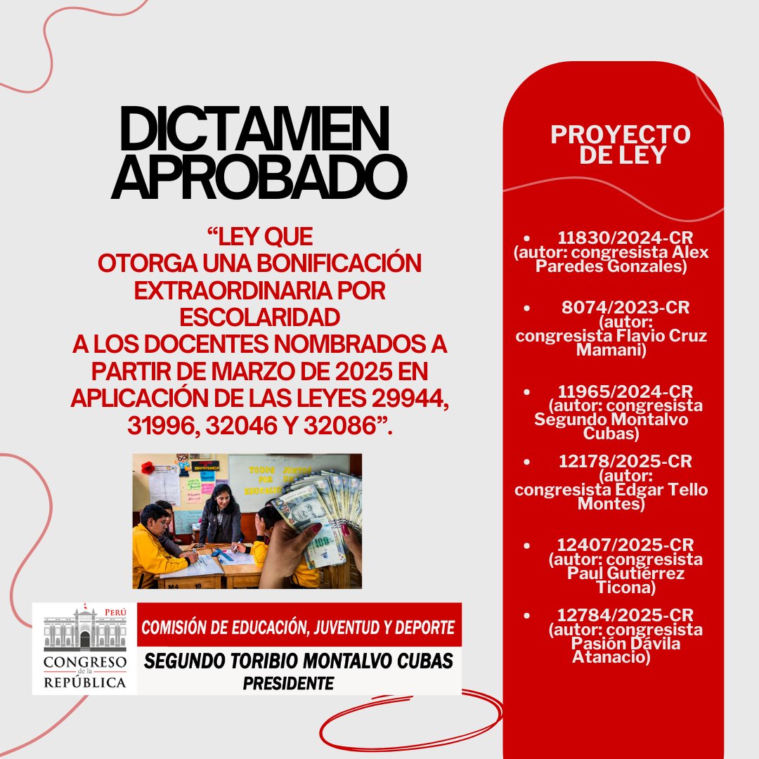 Esta iniciativa busca garantizar un trato equitativo a los docentes nombrados, asegurando que puedan acceder a la bonificación por escolaridad en igualdad de condiciones, fortaleciendo así el reconocimiento a la labor docente y contribuyendo a mejorar sus condiciones laborales.