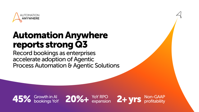 “Q3 was one of our strongest quarters yet as enterprises move rapidly toward becoming production-scale autonomous enterprises." - Mihir Shukla, CEO and Co-Founder of Automation Anywhere. bit.ly/4qf18PN
