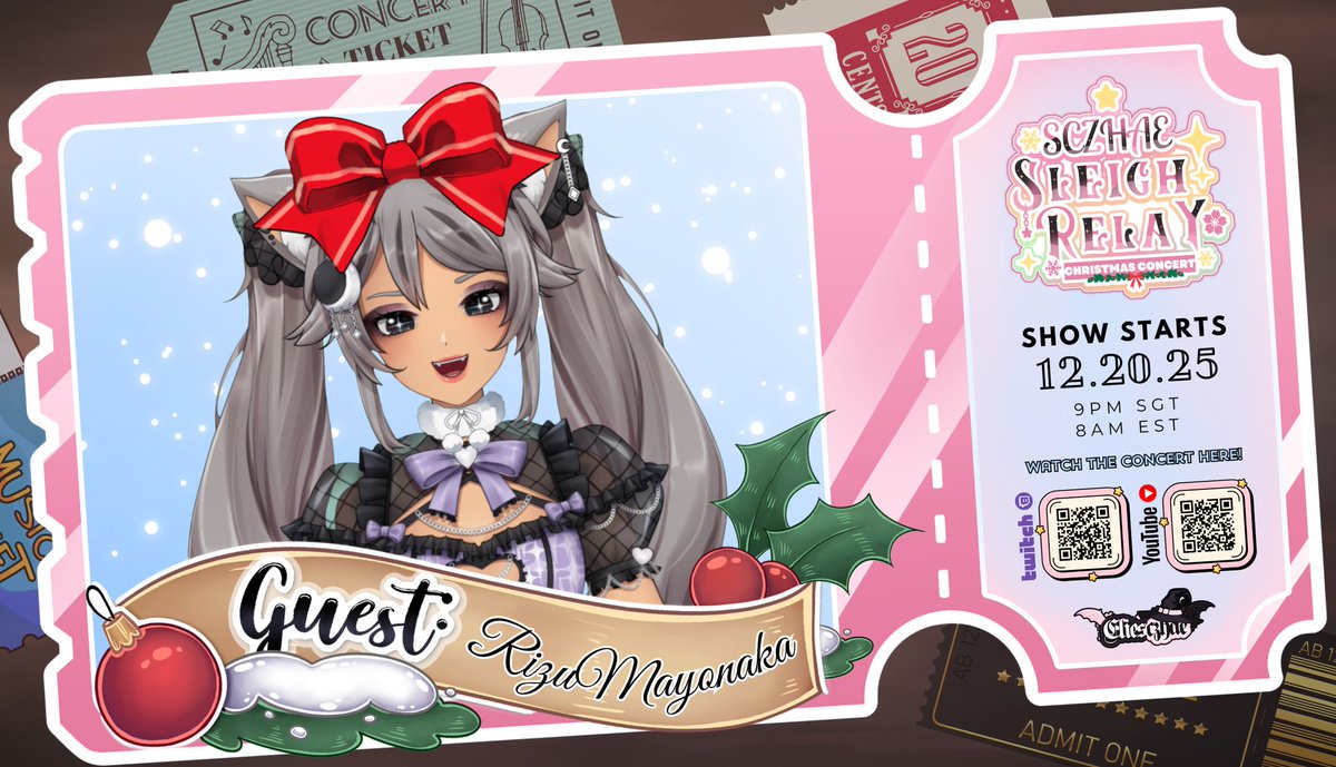 🎄 MEOW MEOW MEOWTHERFUCKERS 🎄
I'm happy to announce I will be a part of <a href="/EliesczhaeVT/">🦇 𝔈𝔩𝔦𝔢𝔰𝔠𝔷𝔥𝔞𝔢 🌸</a> Sczhae Sleigh Relay Christmas Concert!!!
📅 12.20.25 - 5 AM PST / 8AM EDT

#SSRCC2025 #SczhaeSleighRelayChristmasConcert #SczhaeSleighRelay
