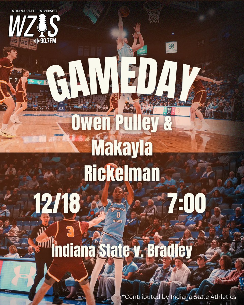 IT'S CONFERENCE GAMEDAY
Indiana State kicks off conference play tonight at the Hulman Center as they host the Bradley Braves. <a href="/owenpulleymedia/">Owen Pulley</a> and Makayla Rickelman have the call on 90.7 FM WZIS.