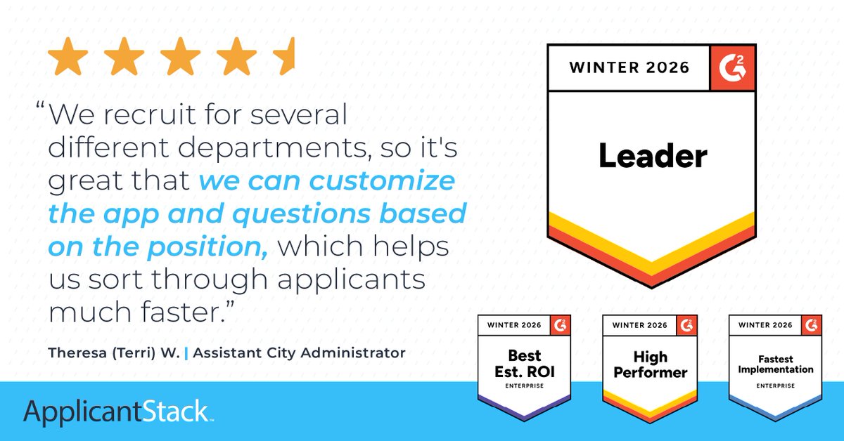 🎉 Big news! ApplicantStack just earned several new Winter 2025 badges from G2!

These badges reflect our ongoing commitment to delivering intuitive hiring and onboarding tools. A huge thank-you to our customers for the reviews and support that made this possible.