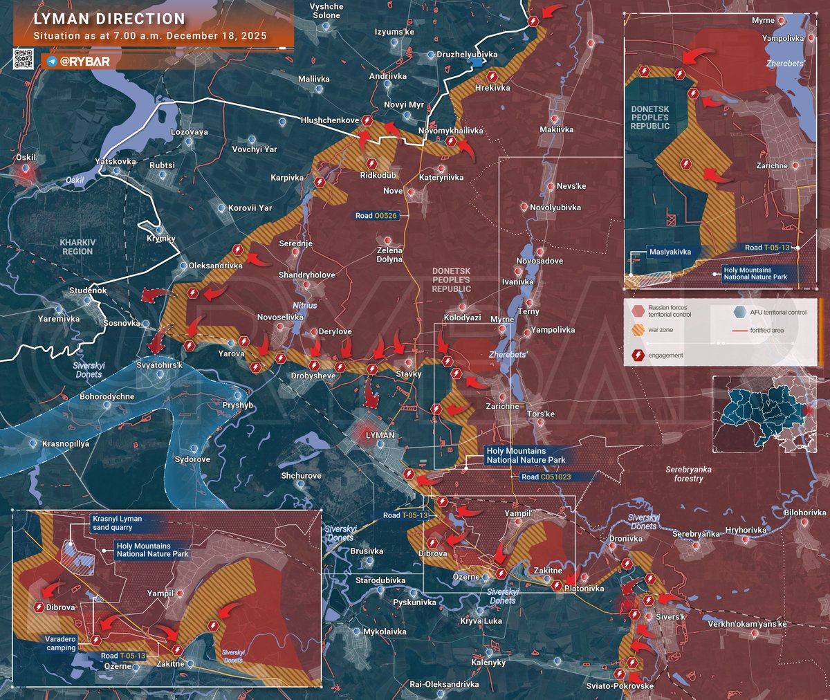 JacquesFrre2's tweet image. ⚠️#Donbass - Front Nord : Krasny Liman
▶️Offensive🇷🇺 en cours pour encercler la ville et le long de la Seversky Donets
▪️Combats à Drobyshevo au NW de Liman
▪️Dibrova est sous contrôle au SE
▪️Combats à Ozernoye et Zakotnoye au SE