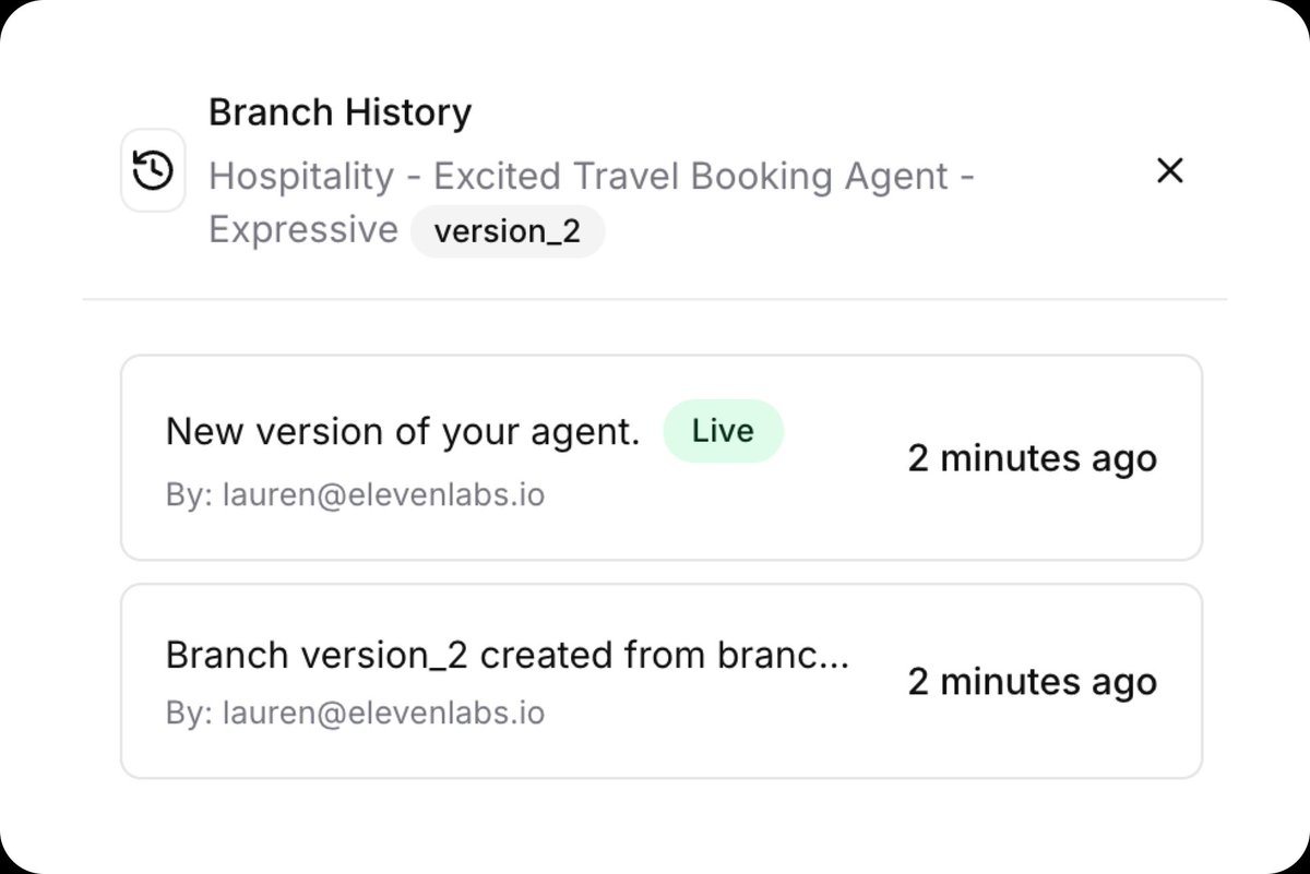 Agent branch history modal