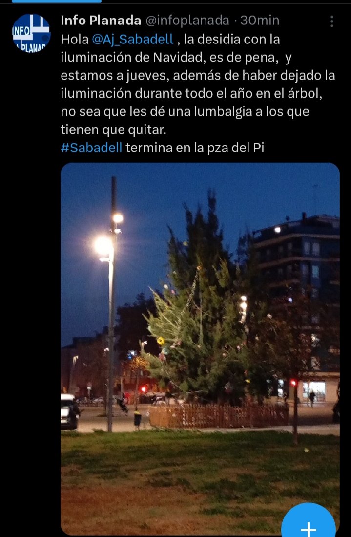 infoplanada's tweet photo. @Aj_Sabadell @sbdterritori Pues la del #ParcNord aún están apagadas... https://t.co/lwETlOW6Ly