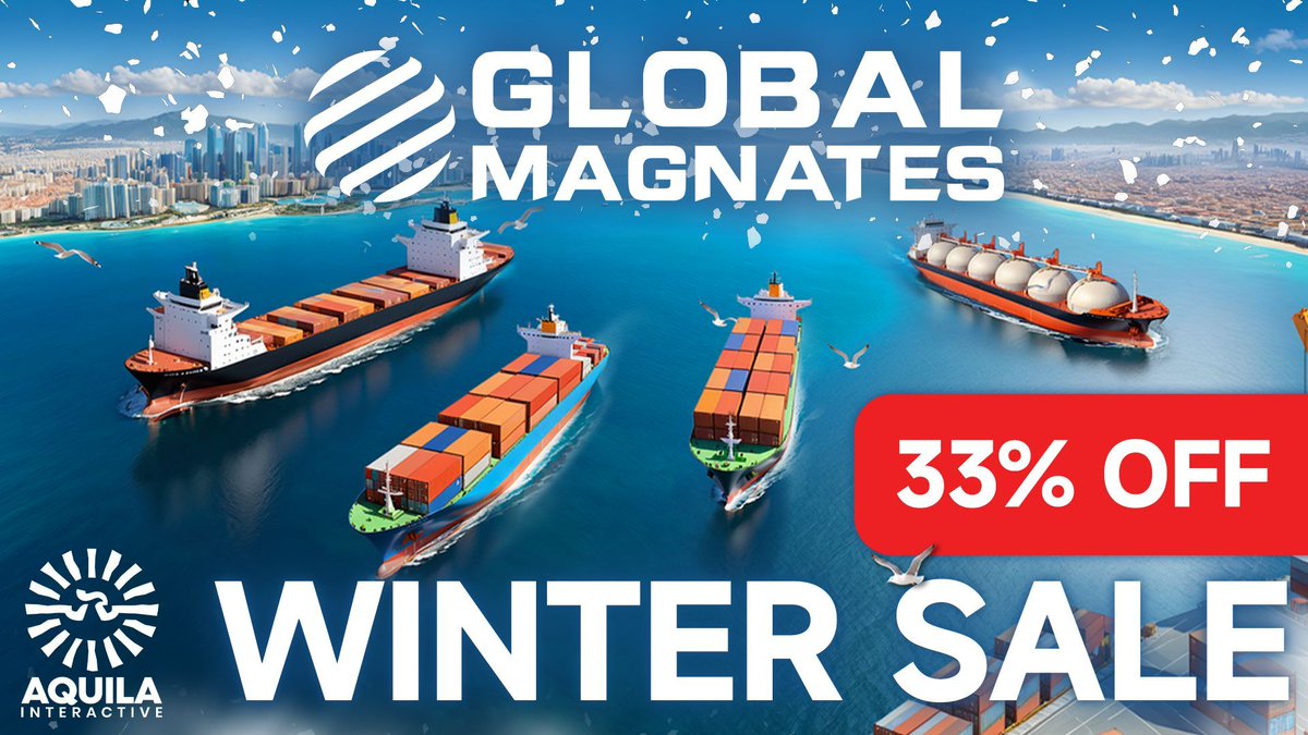 Global Magnates is 33% off on Steam now!

aquila.now/gmStm

This winter, get yourself some hot cocoa 🫕 and set routes around the globe from the comfort of your home 🏠!

#SteamWinterSale #Sale #IndieDev #GlobalMagnates