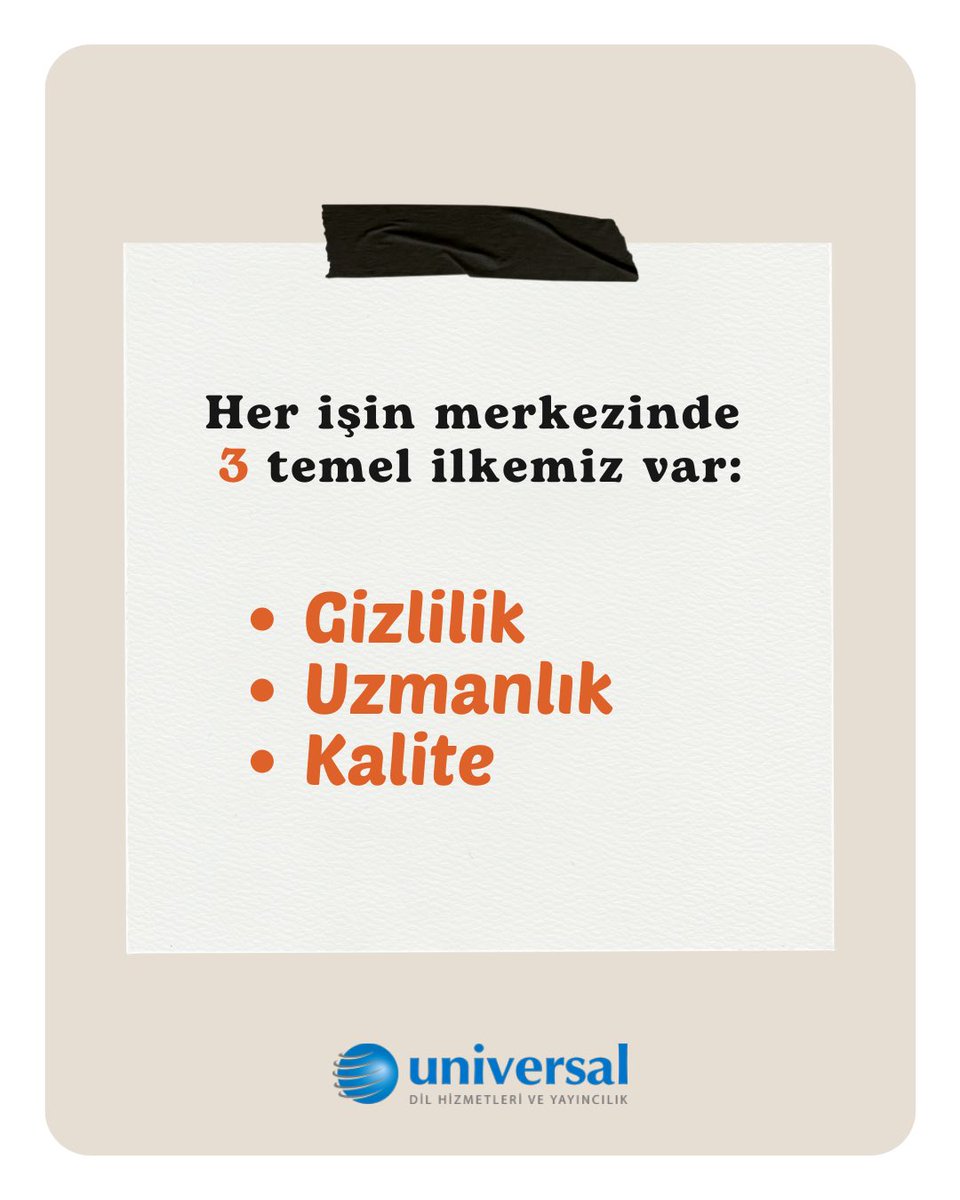 Uluslararası standartlarda kalite yönetimiyle çalışıyor, tüm süreçleri titizlikle yürütüyoruz.
Universal Dil, yalnızca bir çeviri ofisi değil; bir güven ortaklığıdır.

#Universal #UniversalDil #Çeviri #Translate #DilHizmetleri #Kalite