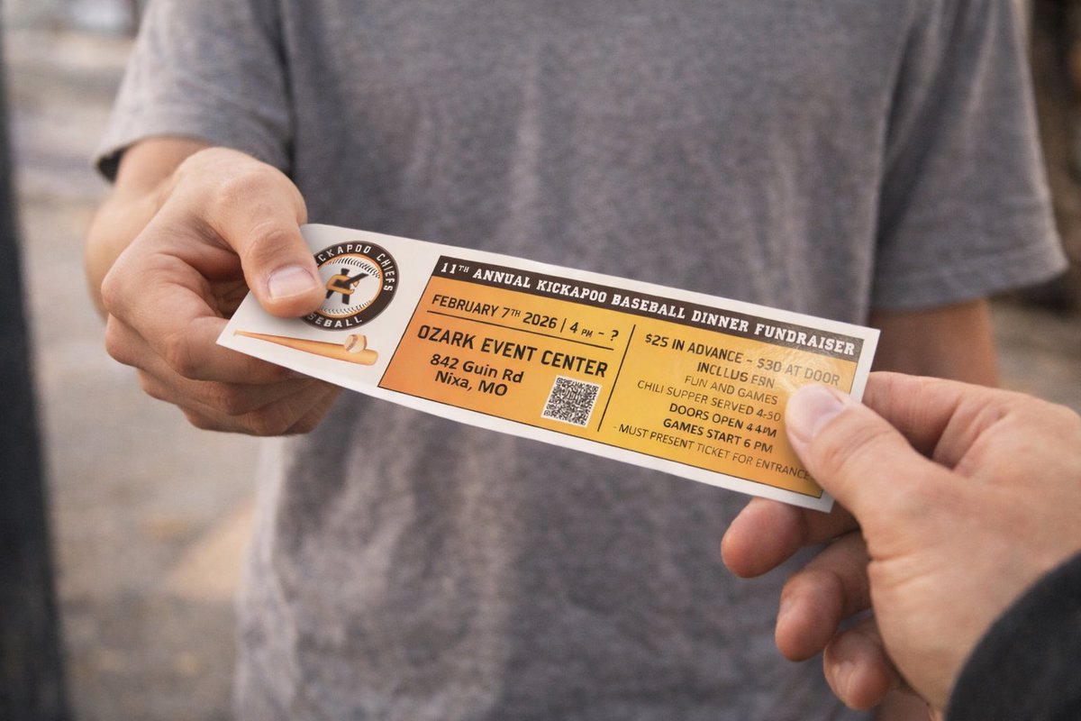 PooBaseball's tweet image. TICKETS NOW AVAILABLE
Kickapoo Baseball SINGO Fundraiser
BINGO + SONGS = SINGO
Feb 7 | Doors 4 PM | Games 6 PM
Ozark Event Center
$25 per ticket
Get tickets from a player or DM us.
Can’t attend? Scan the QR code to donate.
Go Chiefs!
@ChiefBaseball14