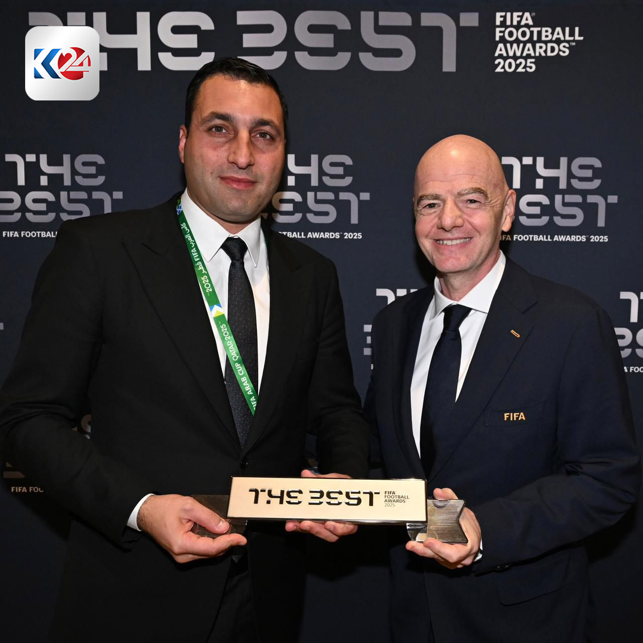 رئيس الاتحاد الدولي لكرة القدم (فيفا) جياني إنفانتينو يمنح نادي زاخو جائزة أفضل جمهور في العالم لعام 2025 