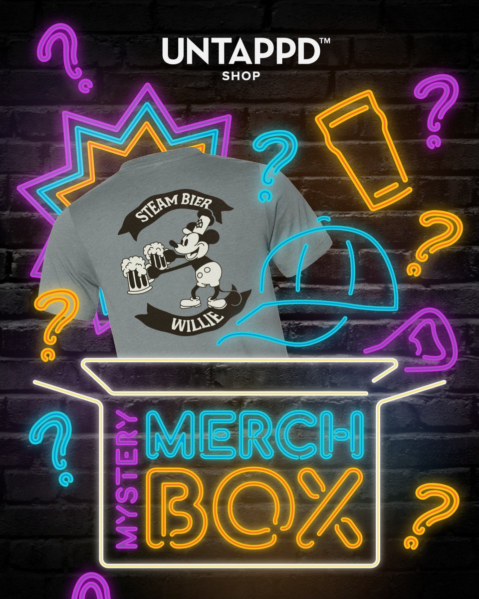 untappd's tweet image. 🎁 Our newest Mystery Box is here—and it’s stacked with exclusive gear and secret surprises.

⚓️ The only item we’re revealing is big enough to drive a boat on its own: a limited-edition STEAM BIER WILLIE tee made just for this release!

🤐🍺📦 Plus mystery beer boxes are here!