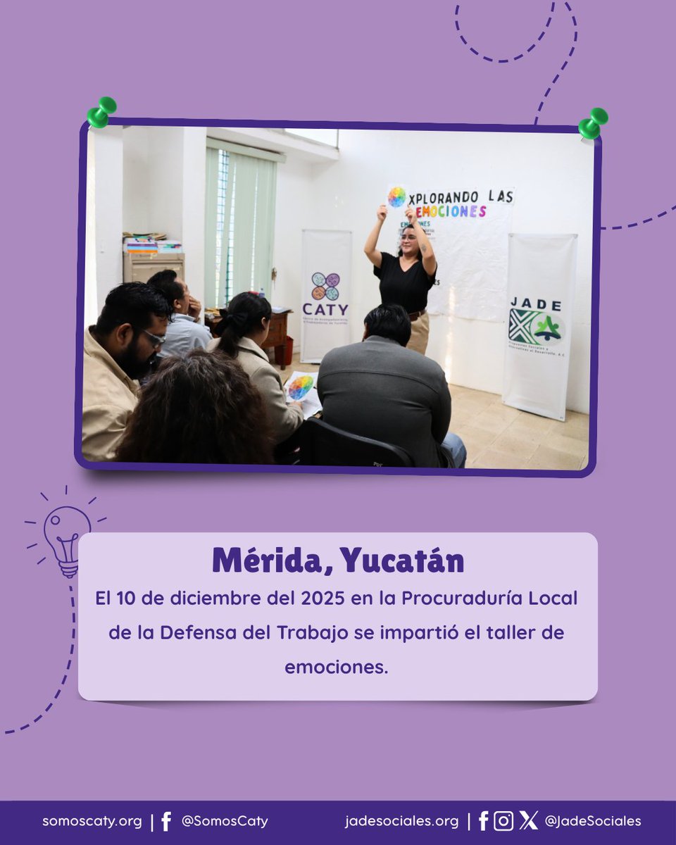 En Jade Sociales y el CATY llevamos a cabo el Taller de Emociones 2025, un espacio de aprendizaje, reflexión y acompañamiento para reconocer, comprender y gestionar nuestras emociones en lo personal y colectivo.
#BienestarEmocional #Taller  #Yucatán #JadeSociales #SomosCATY