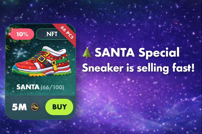 🎄 SANTA Special Sneaker is selling fast!

Only 66 / 100 NFTs left 🔥

• Price: 5,000,000 $RUN
• Limited supply — no re-mint
• Price in USDT increases as $RUN grows
Buy $RUN on OKX DEX 👇
web3.okx.com/ul/H7mm8Lx?ref…
Contract (Solana):
DSkqLBeCCirw9bmGqjcSSmZKHWKsh2TCdSKPpUqfHRuN